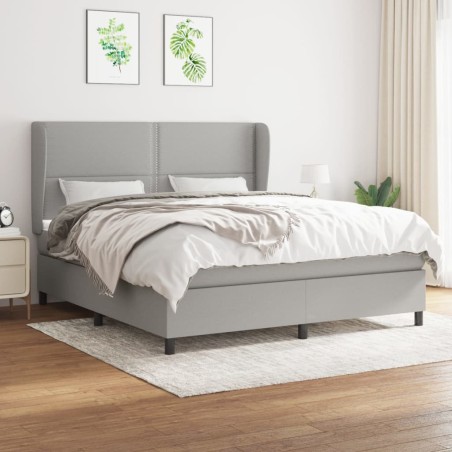 vidaXL Giroletto a Molle con Materasso Grigio Chiaro180x200 cm Tessuto