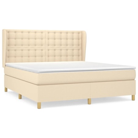 vidaXL Giroletto a Molle con Materasso Crema 180x200 cm in Tessuto