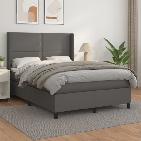 vidaXL Giroletto a Molle con Materasso Grigio 140x200 cm in Similpelle