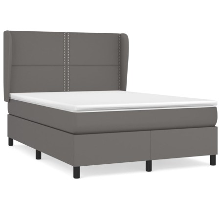 vidaXL Giroletto a Molle con Materasso Grigio 140x200 cm in Similpelle