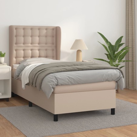 vidaXL Giroletto a Molle con Materasso Cappuccino 90x190 cm Similpelle