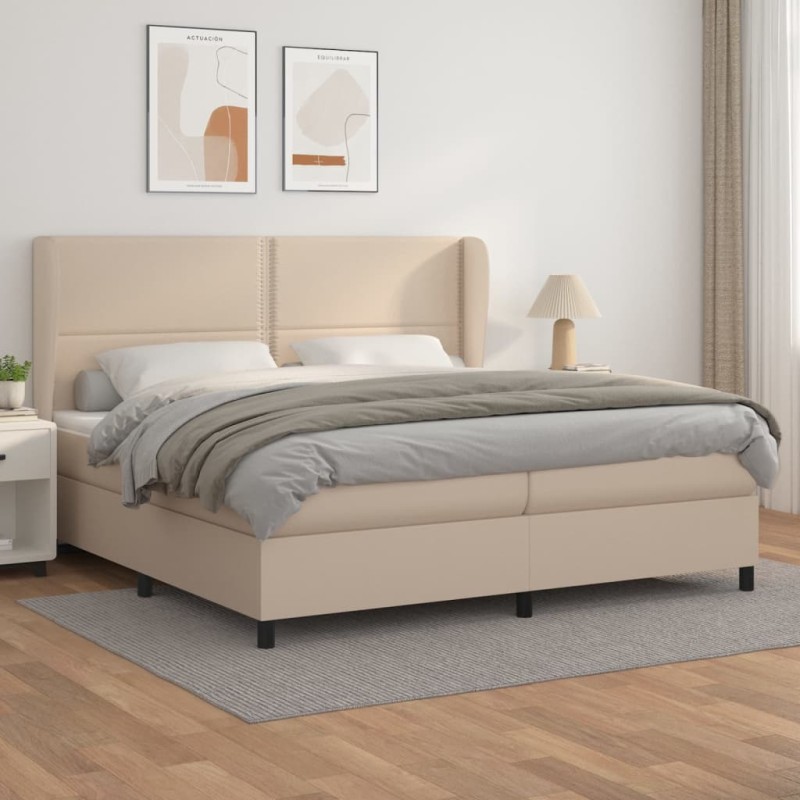 vidaXL Giroletto a Molle con Materasso Cappuccino 200x200cm Similpelle