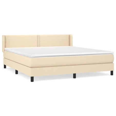 vidaXL Giroletto a Molle con Materasso Crema 180x200 cm in Tessuto