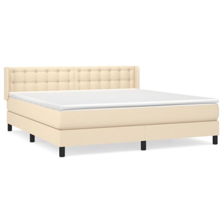 vidaXL Giroletto a Molle con Materasso Crema 180x200 cm in Tessuto