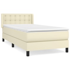 vidaXL Giroletto a Molle con Materasso Crema 100x200 cm in Similpelle