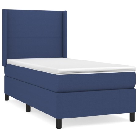 vidaXL Giroletto a Molle con Materasso Blu 90x200 cm inTessuto