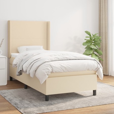 vidaXL Giroletto a Molle con Materasso Crema 80x200 cm inTessuto