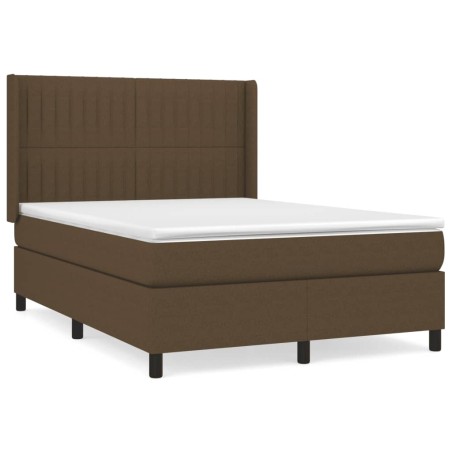 vidaXL Giroletto a Molle con Materasso Marrone Scuro 140x190cm Tessuto