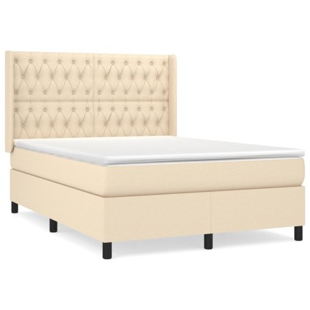 vidaXL Giroletto a Molle con Materasso Crema 140x19 cm in Tessuto