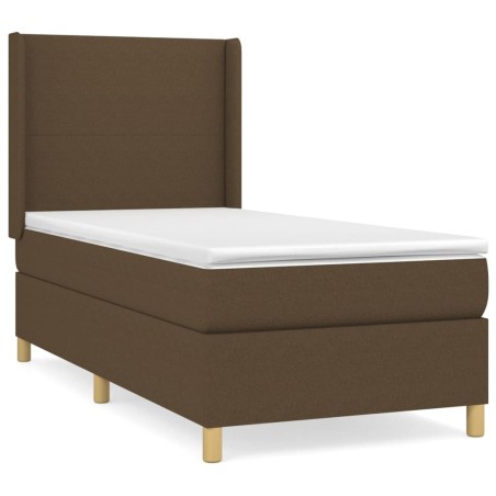 vidaXL Giroletto a Molle con Materasso Marrone Scuro 90x200 cm Tessuto