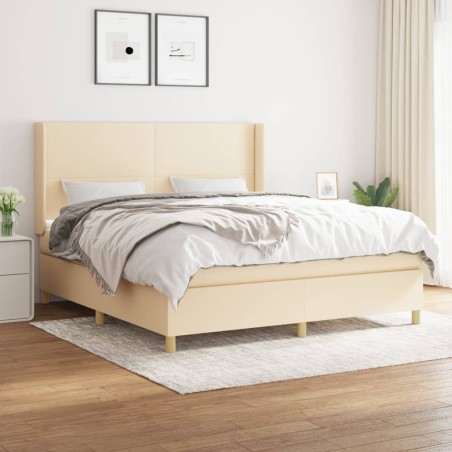 vidaXL Giroletto a Molle con Materasso Crema 160x200 cm in Tessuto