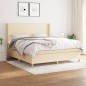 vidaXL Giroletto a Molle con Materasso Crema 160x200 cm in Tessuto