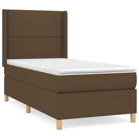 vidaXL Giroletto a Molle con Materasso Marrone Scuro 90x200 cm Tessuto