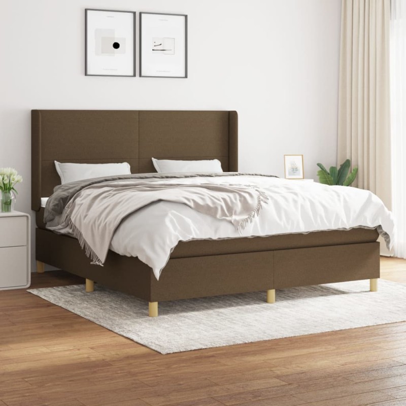 vidaXL Giroletto a Molle con Materasso Marrone Scuro 160x200cm Tessuto