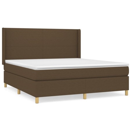 vidaXL Giroletto a Molle con Materasso Marrone Scuro 160x200cm Tessuto