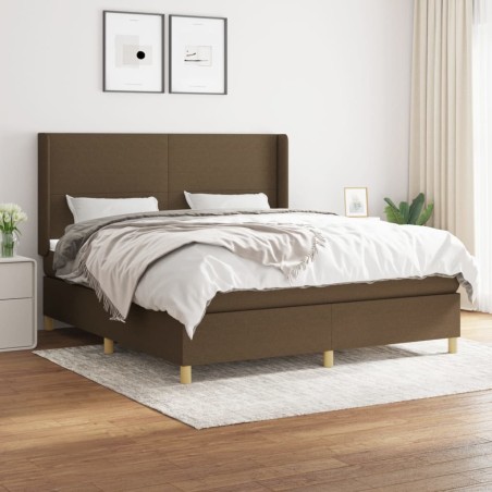 vidaXL Giroletto a Molle con Materasso Marrone Scuro 180x200cm Tessuto