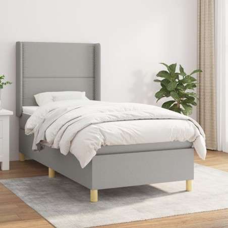 vidaXL Giroletto a Molle con Materasso Grigio Chiaro 90x190 cm Tessuto