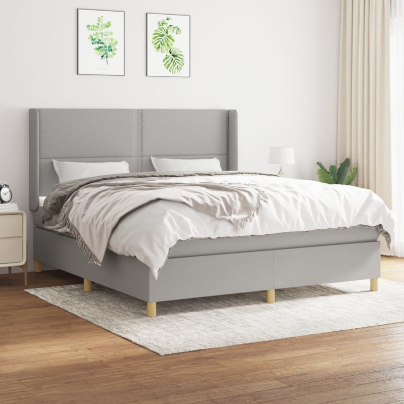 vidaXL Giroletto a Molle con Materasso Grigio Chiaro180x200 cm Tessuto