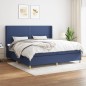 vidaXL Giroletto a Molle con Materasso Blu 200x200 cm in Tessuto