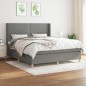 vidaXL Giroletto a Molle con Materasso Grigio Scuro 160x200 cm Tessuto