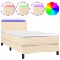 vidaXL Letto a Molle con Materasso e LED Crema 80x200 cm in Tessuto vidaXL Letto a Molle con Materasso e LED Crema 80x200 cm in Tessuto