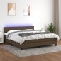 vidaXL Letto a Molle Materasso e LED Marrone Scuro 160x200 cm Tessuto vidaXL Letto a Molle Materasso e LED Marrone Scuro 160x200 cm Tessuto
