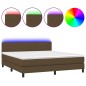 vidaXL Letto a Molle Materasso e LED Marrone Scuro 160x200 cm Tessuto vidaXL Letto a Molle Materasso e LED Marrone Scuro 160x200 cm Tessuto