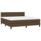 vidaXL Letto a Molle Materasso e LED Marrone Scuro 160x200 cm Tessuto vidaXL Letto a Molle Materasso e LED Marrone Scuro 160x200 cm Tessuto