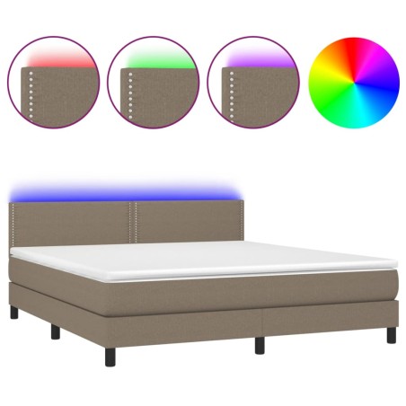 vidaXL Letto a Molle con Materasso e LED Tortora 180x200 cm in Tessuto