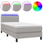 vidaXL Letto a Molle Materasso e LED Grigio Chiaro 90x190 cm Tessuto vidaXL Letto a Molle Materasso e LED Grigio Chiaro 90x190 cm Tessuto