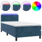 vidaXL Letto a Molle con Materasso e LED Blu Scuro 90x190cm in Velluto