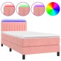 vidaXL Letto a Molle con Materasso e LED Rosa 90x190 cm in Velluto