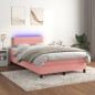 vidaXL Letto a Molle con Materasso e LED Rosa 120x200 cm in Velluto vidaXL Letto a Molle con Materasso e LED Rosa 120x200 cm in Velluto