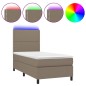 vidaXL Letto a Molle con Materasso e LED Tortora 90x200 cm in Tessuto vidaXL Letto a Molle con Materasso e LED Tortora 90x200 cm in Tessuto