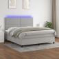 vidaXL Letto a Molle Materasso e LED Grigio Chiaro 160x200 cm Tessuto vidaXL Letto a Molle Materasso e LED Grigio Chiaro 160x200 cm Tessuto