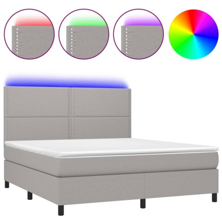 vidaXL Letto a Molle Materasso e LED Grigio Chiaro 160x200 cm Tessuto