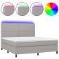 vidaXL Letto a Molle Materasso e LED Grigio Chiaro 160x200 cm Tessuto vidaXL Letto a Molle Materasso e LED Grigio Chiaro 160x200 cm Tessuto