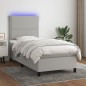 vidaXL Letto a Molle Materasso e LED Grigio Chiaro 90x190 cm Tessuto