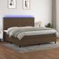 vidaXL Letto a Molle Materasso e LED Marronescuro 200x200cm in Tessuto vidaXL Letto a Molle Materasso e LED Marronescuro 200x200cm in Tessuto