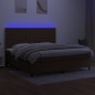 vidaXL Letto a Molle Materasso e LED Marronescuro 200x200cm in Tessuto vidaXL Letto a Molle Materasso e LED Marronescuro 200x200cm in Tessuto