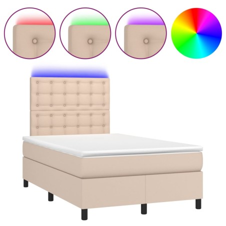 vidaXL Giroletto Molle Materasso e LED Cappuccino 120x200cm Similpelle