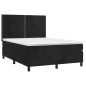vidaXL Letto a Molle con Materasso e LED Nero 140x190 cm in Velluto vidaXL Letto a Molle con Materasso e LED Nero 140x190 cm in Velluto