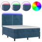 vidaXL Letto a Molle con Materasso e LED Blu Scuro 140x190 cm vidaXL Letto a Molle con Materasso e LED Blu Scuro 140x190 cm
