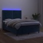 vidaXL Letto a Molle con Materasso e LED Blu Scuro 140x190 cm vidaXL Letto a Molle con Materasso e LED Blu Scuro 140x190 cm