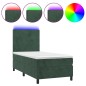 vidaXL Letto a Molle con Materasso e LED Verde Scuro 100x200cm Velluto