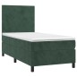 vidaXL Letto a Molle con Materasso e LED Verde Scuro 100x200cm Velluto