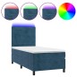 vidaXL Letto a Molle con Materasso e LED Blu Scuro 80x200cm in Velluto vidaXL Letto a Molle con Materasso e LED Blu Scuro 80x200cm in Velluto