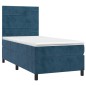 vidaXL Letto a Molle con Materasso e LED Blu Scuro 80x200cm in Velluto vidaXL Letto a Molle con Materasso e LED Blu Scuro 80x200cm in Velluto