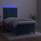 vidaXL Letto a Molle con Materasso e LED Blu Scuro 80x200cm in Velluto vidaXL Letto a Molle con Materasso e LED Blu Scuro 80x200cm in Velluto