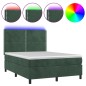 vidaXL Letto a Molle con Materasso e LED Verde Scuro 140x200cm Velluto vidaXL Letto a Molle con Materasso e LED Verde Scuro 140x200cm Velluto